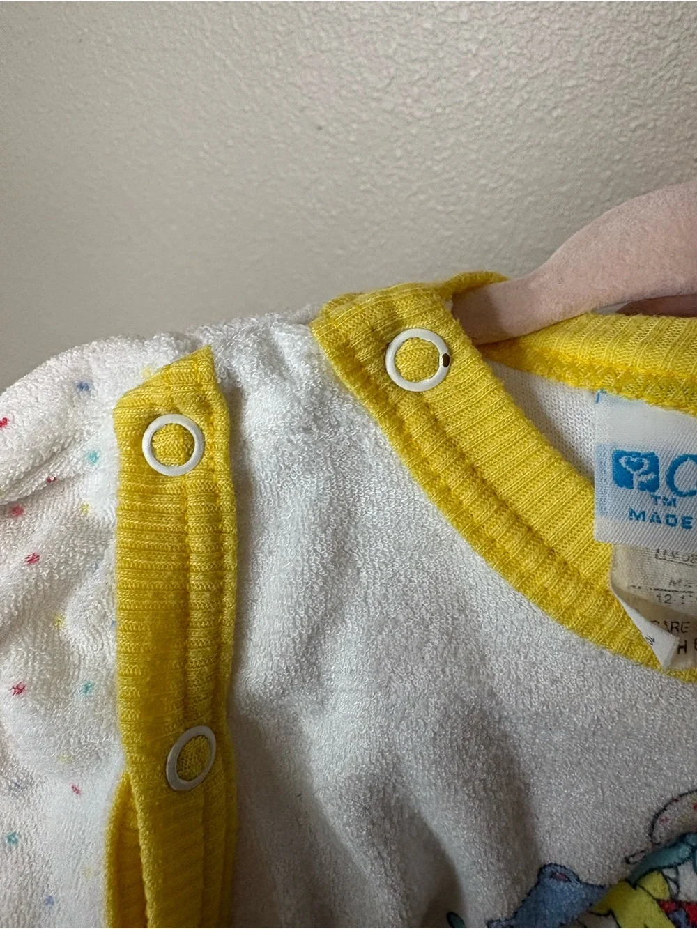 Vintage Carter’s Nursery Rhyme Terry Cloth Footed Sleeper White 12-17 lbs M